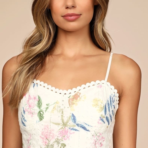 Lulu's Floral White Midi Skirt and Top - Picture 5 of 11